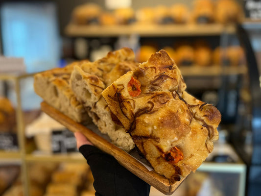 Caramelised Onion and Cherry Tomato Focaccia