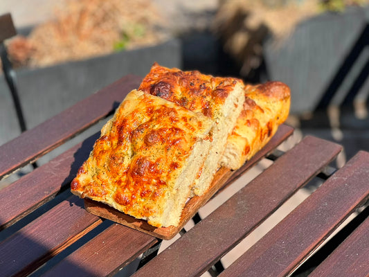 Garlic, mozzorella, and Parsley Focaccia